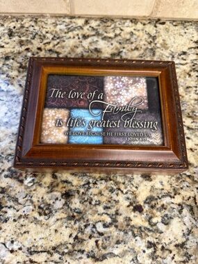 Framed 'Love of a Family'  music boxin Brown
